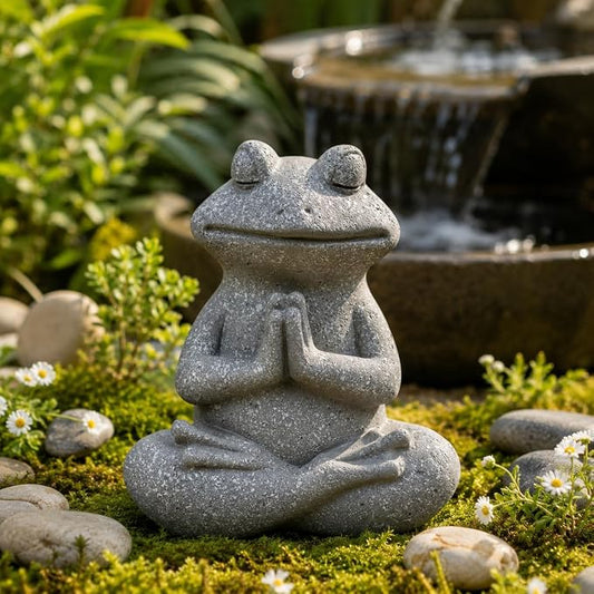 Yoga Frog Garden Statue 5.1'' H x 4.4'' W Meditating Zen Garden Gifts for Women/Mom Home Indoor/Outdoor Sculpture Decor, Animal Miniature Figurine for Fairy Home Patio Deck Porch Yard Art Office