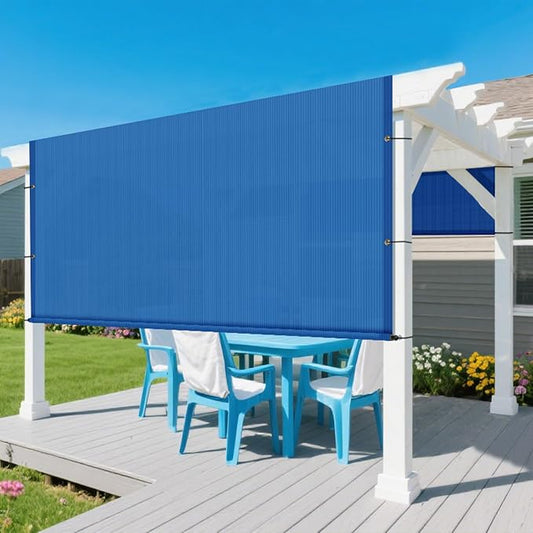 14' × 31' Pergola Shade Cover Universal Replacement Canopy Cover Outdoor Durable Fabric Sun Shade Cloth for Deck Patio Porch Backyard Gazebo with Grommets & Weighted Rods, Blue