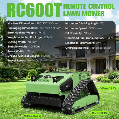 Infront Remote Control Lawn Mower with Enclosed Cabin, 55° Slope Climbing | 55° slope climbing capability,Brushless motor,Downward heat dissipation,Enclosed design,Industrial‑grade remote control