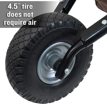 AMES Folding Wheelbarrow Lawn Yard Cart, Lightweight, Heavy Duty, Single Tire, for Leaves, Mulch, Garden Supplies