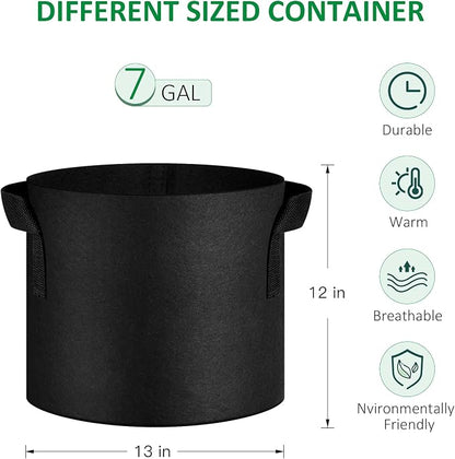 JNYONG 12-Pack 7 Gallon Thickened Non-Woven Grow Bags, Aeration Fabric Pots with Handles