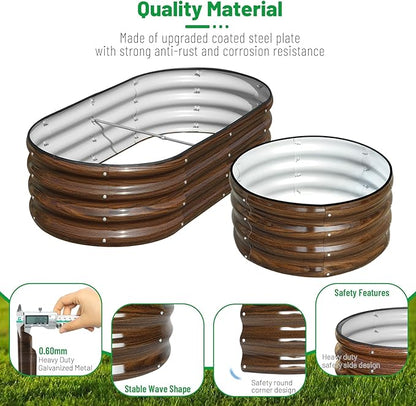 SnugNiture 3-Pack Galvanized Steel Raised Garden Bed Kit - 4x2x1 ft & 2x2x1 ft Metal Planter Boxes for Vegetables, Flowers, Herbs | Easy Assembly, Open Bottom Design