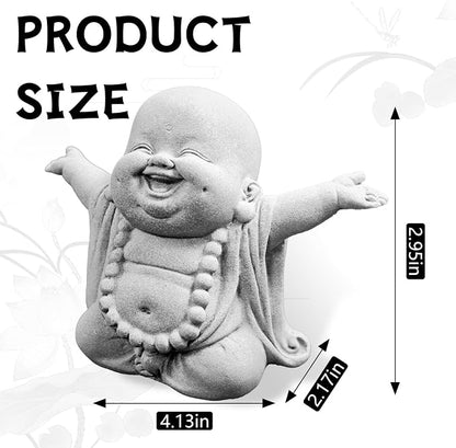 Laughing Buddha Statue,Zen Monk Praying Statue Sculptures Ornament for Garden,Outdoor,Wealth,Good Luck, Indoor,Mini Buddha Fish Tank Decoration