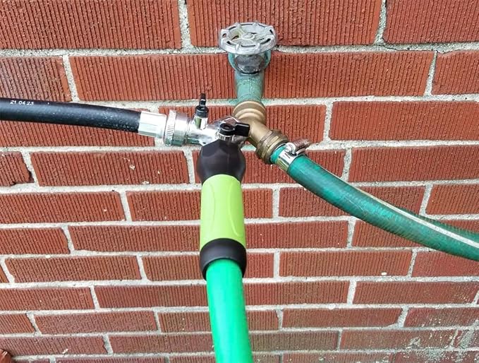 SANFU Upgraded Hybrid Lead-In Garden Hose 5/8-Inch X 6 FT, Burst 800PSI, Water Hose, Flexible, With Grip Handle, 3/4" GHT Solid Brass Fittings, Green + White