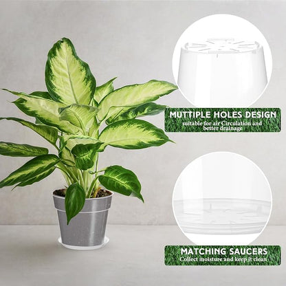 Baderke 6 Pack Clear Nursery Pot Plastic Nursery Pot Large Plant with Drainage Holes for Root Health Indoor Outdoor (11.65 Inch)