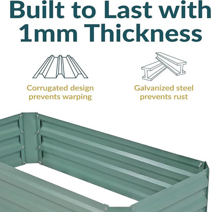 Sunnydaze Galvanized Raised Garden Bed - Outdoor Planter Box for Backyard or Patio - Steel Metal Raised Bed for Gardening Vegetables, Flowers, Herbs - 47 x 23 x 12 in - Green - Rectangle