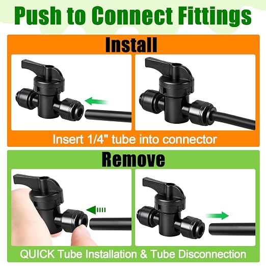 10 Pack 1/4 Inch Drip Irrigation Shut Off Valve Fittings - 1/4'' Drip Line Push-to-Fit Switch Valve Connectors for 1/4 Inch Drip Irrigation Tubing Regulate Water Flow