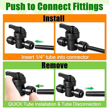 10 Pack 1/4 Inch Drip Irrigation Shut Off Valve Fittings - 1/4'' Drip Line Push-to-Fit Switch Valve Connectors for 1/4 Inch Drip Irrigation Tubing Regulate Water Flow