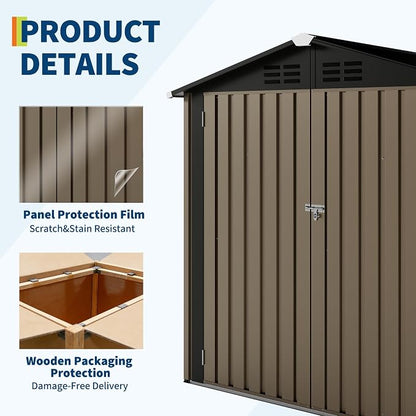 Garvee 6X4 FTOutdoor Storage Shed,130 Cu Ft Outdoor Tool Shed with Sloped Roof - Weather Resistant, Multi-Use Garden Shed for Bikes, Ladders & Seasonal Items