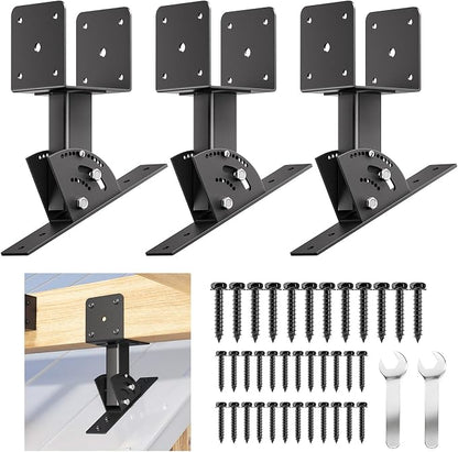 Pergola Roof Rise Bracket-Kit - Upgrade Adjustable Angle Mount Pergola Beam Brackets Support for 4x4/4x6 Lumber 3Pcs