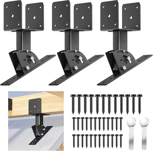 Pergola Roof Rise Bracket-Kit - Upgrade Adjustable Angle Mount Pergola Beam Brackets Support for 4x4/4x6 Lumber 3Pcs