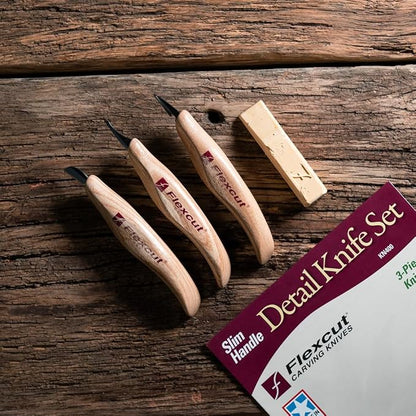 Flexcut Wood Carving Set | Detail Knife Set, with Mini-Pelican, Carving, and Detail Knife | 1095 High Carbon Steel Blades | KN400 | Made in the U.S.A