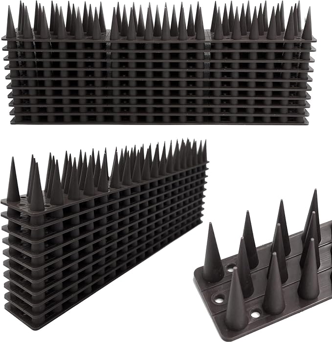 Bird Spikes, 20 Pack Bird Deterrent Spikes for Pigeon Squirrel Raccoon Crow Cats Bird Defender Spikes for Outside to Keep Birds from Walls, Railing and Roof (22 FT)