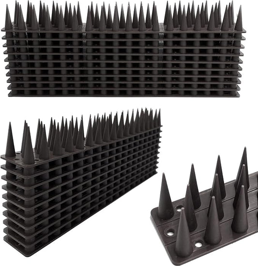 Bird Spikes, 20 Pack Bird Deterrent Spikes for Pigeon Squirrel Raccoon Crow Cats Bird Defender Spikes for Outside to Keep Birds from Walls, Railing and Roof (22 FT)