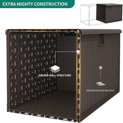 YITAHOME 260 Gallon Double-Wall Deck Box with Divider & Side Handles | Outdoor Large Storage for Patio Furniture Cushions, Garden Pool Accessories, Water Resistant & Lockable