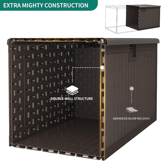 YITAHOME 260 Gallon Double-Wall Deck Box with Divider & Side Handles | Outdoor Large Storage for Patio Furniture Cushions, Garden Pool Accessories, Water Resistant & Lockable