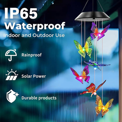 Butterfly Solar Wind Chimes, Butterfly Wind Chimes for Outside, | Color Changing Wind Chimes ,Best Gifts for Mom Grandma Women Wife Aunt Sister, Hanging Wind Chime for Home Garden Yard Decor