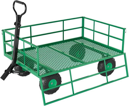 Heavy Duty Steel Garden Cart for Gardening Soil, Tools, and Plant Transport