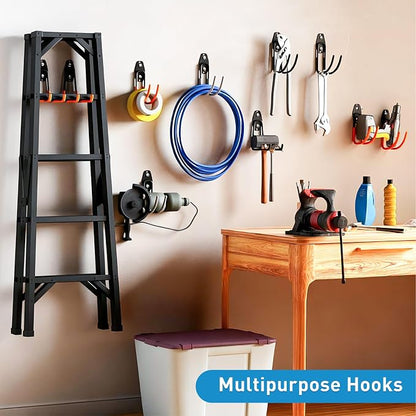 GeeWatom Garage Storage Utility Hooks，Garage Garden Tool Organizer，Steel Wall Mount Hooks, Large Garden U Hooks （2 Pack） (Type-2-Gray)