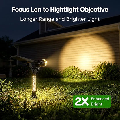 Solar Lights Outdoor Waterproof Spot Lights, 2 Pack Solar Powered Garden Spotlights for Outside Yard Pathway House Landscape Lighting, Auto On/Off, 3000K Warm White