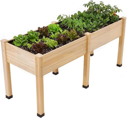 SPECRAFT 72x24x30in Raised Garden Bed with Legs, 8.4 Cu Ft Wooden Planter Box with Drainage Holes & Liner, Outdoor Raised Garden Beds for Patio Backyard Gardening, Natural Wood Color