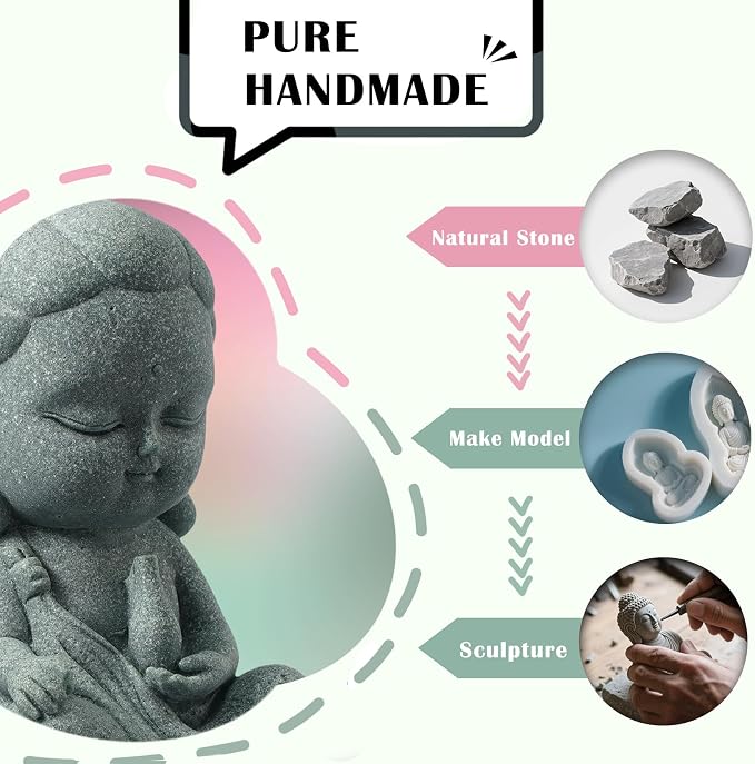 FENGSHUI-CAISHEN Small Guan Yin Statue - Handmade Stone for Meditating Zen Fish Aquarium Tank Desktop Decor, Baby Quan Yin Figurine, Kwan Yin