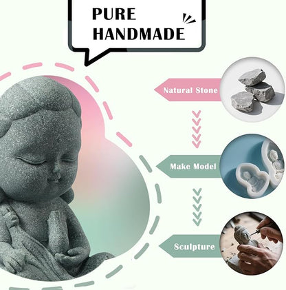 FENGSHUI-CAISHEN Small Guan Yin Statue - Handmade Stone for Meditating Zen Fish Aquarium Tank Desktop Decor, Baby Quan Yin Figurine, Kwan Yin