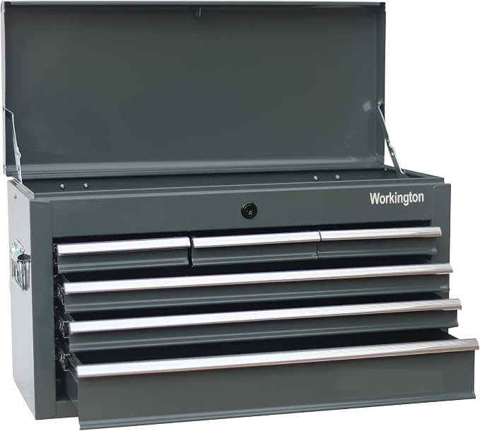 Workington Portable Metal Tool Chest with 6 Drawers, 24" 6-Drawer Tool Chest Cabinet with Ball Bearing Drawer Slides, Steel Tool Storage Box Organizer 4005 Gray