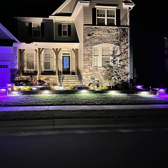 LEONLITE 8-Pack RGBCW 12 Inch LED Hardscape Lighting, Color Changing | LED Landscape Lighting, 12-24V AC/DC Paver Light Low Voltage Retaining Wall Lights, 5W Outdoor Step Lights, ETL