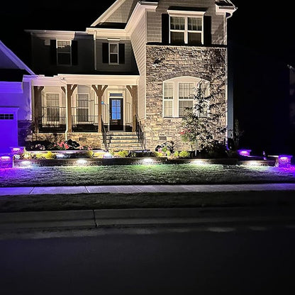 LEONLITE 8-Pack RGBCW 12 Inch LED Hardscape Lighting, Color Changing | LED Landscape Lighting, 12-24V AC/DC Paver Light Low Voltage Retaining Wall Lights, 5W Outdoor Step Lights, ETL