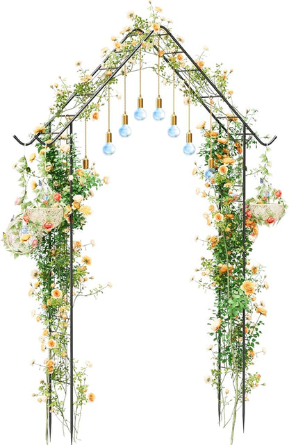 Heavy Duty Garden Arch Trellis for Climbing Plants Outdoor Garden Arbor Arches Flower Arch Arched Trellis for Raised Plant Support, Metal Arch Backdrop Stand for Wedding Party Christmas Decoration