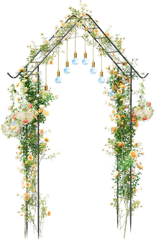 Heavy Duty Garden Arch Trellis for Climbing Plants Outdoor Garden Arbor Arches Flower Arch Arched Trellis for Raised Plant Support, Metal Arch Backdrop Stand for Wedding Party Christmas Decoration