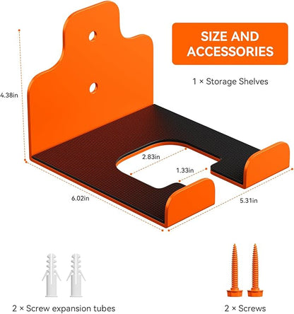 JNIHEEP Garage Organizer Trimmer Rack, Garden Power Tool Hanger Weed Whackers Holder Wall Mounted for Grass Trimmer, Hedge Trimmer, Garage Trimmer, Garden Tools,4 Pack(Orange)
