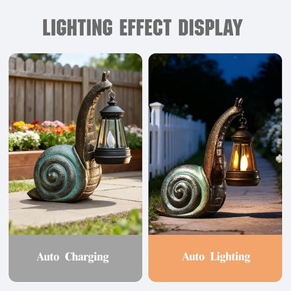 Solar Garden Snail Statue,Lawn Decor Statue for Patio, Balcony, Yard Ornament - Mothers Day Gifts for Mom Grandma Women
