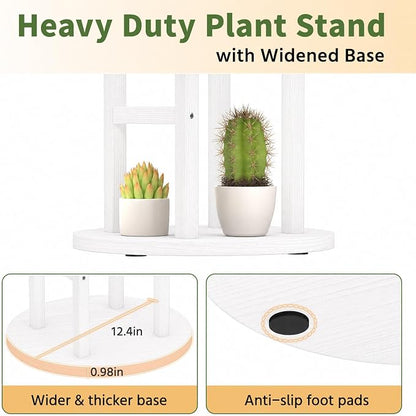 LASZOLA 4 Tiered Wood Plant Stand Indoor Corner, Flower Holder Rack Tall for Multiple Plants, Rustic Planter Shelf Display for Patio Garden Balcony Living Room, White