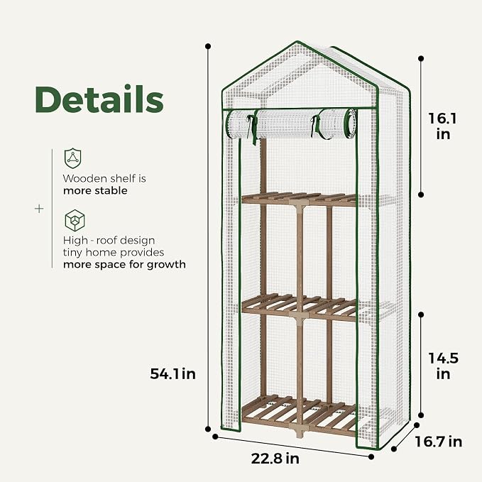 Bamworld Greenhouse 3-Tier Stand with PE Cover for Seedling Gifts for Women