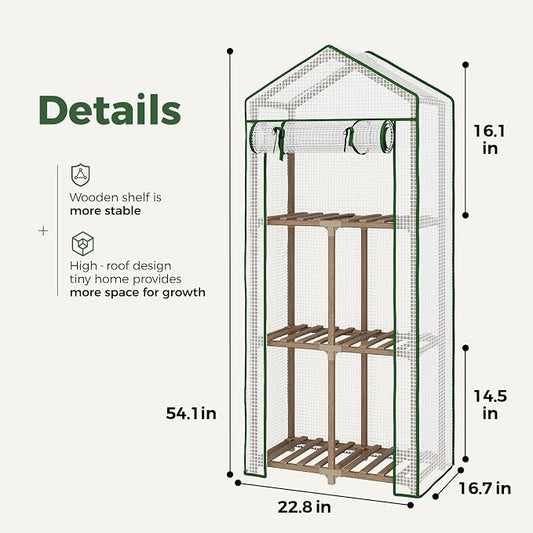 Bamworld Greenhouse 3-Tier Stand with PE Cover for Seedling Gifts for Women