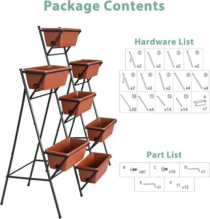 Sunexinlo Vertical Garden Planter Freestanding Raised Bed for Herbs Flowers Vegetables, Indoor Outdoor for Patio Balcony Deck