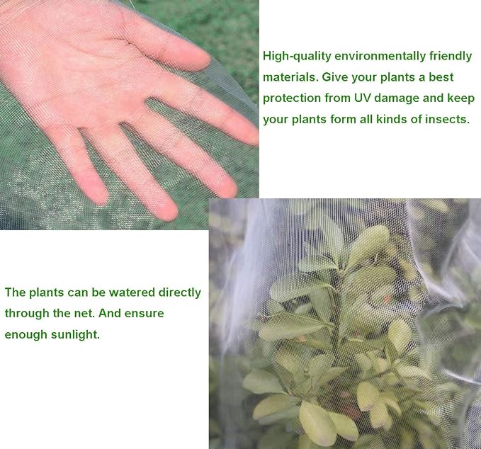 Plant Cover Bags, 4.6X 3.4 Feet Reusable Thicken Encrypted Garden Netting Mesh with Drawstring, Fruit Tree Plant Protect Netting, Plant Cover for Pest, Insect Bird Barrier Netting (2 Pcs)