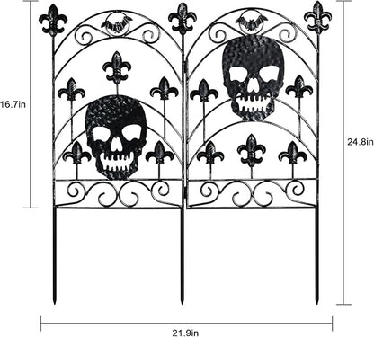 hogardeck Halloween Decorations Outdoor, Metal Fence Decorative Garden Stakes with Skull Head for Halloween Decor, Yard Signs for Halloween Outside Garden Lawn Porch Party Decorations