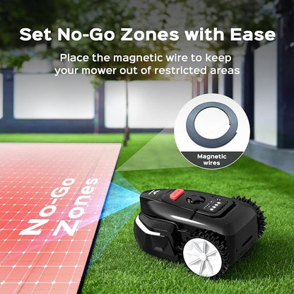 V3 Robotic Lawn Mower with AI Vision Technology, Adjustable Grass Cutting Height, APP Control, Low-Noise Performance, No-Go Zone Function, Efficient Robot Lawn Mower for Small Lawns(Jet Black)