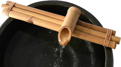Bamboo Accents 18" Three-Arm Zen Bamboo Fountain Kit with Pump – Large Split-Resistant Bamboo Water Feature for Bowls, Basins, Ponds & Backyard Gardens (Container Not Included)