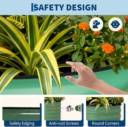 Garvee 2 Pack 4x2x2ft Galvanized Raised Garden Bed Kit, Oval Metal Planter Boxes with Anti-Cut Safety Edges, Rust-Resistant Deep Root Planters for Outdoor Vegetables, Flowers, Herbs, Green