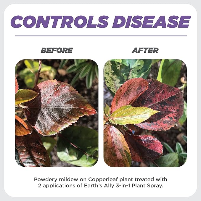 Earth's Ally 3-in-1 Plant Spray - Insect Repellent & Pest Control for Indoor Outdoor Organic Gardening - 32 Oz Ready-to-Use