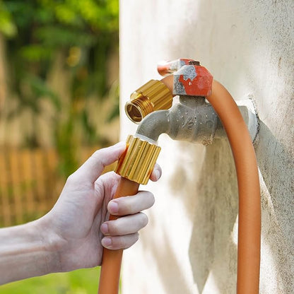 Worth Long Lead-in Hybrid Garden Hose 5/8 in. x 50 ft. -Kink Free, No Leaking, Male/Female Fittings -Heavy Duty Durable Flexible Lightweight Water Pipe -Brass Aluminum Ends for Household & Yard Use