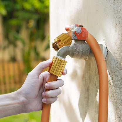 Worth Short Lead-in Hybrid Garden Hose 5/8 in. x 25 ft. -Kink Free, No Leaking, Male/Female Fittings -Heavy Duty Durable Flexible Lightweight Water Pipe -Brass Aluminum Ends for Household & Yard Use