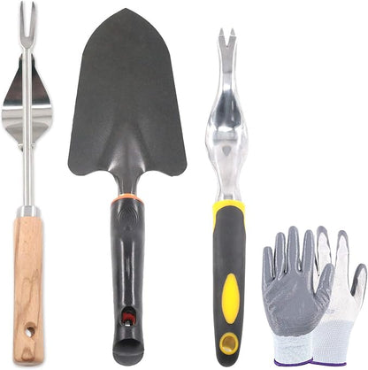 Swpeet 5Pcs Manual Weeders Puller Tool Kit, Weed Puller Tool Garden Handle Weeder Removal Tool Garden Trowel with Ergonomic Handle Weeding Tool with Protective Gloves for Garden Lawn