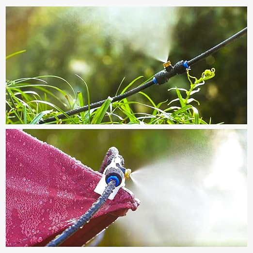HOMENOTE Misting Cooling System, 26FT (8M) Misting Line + 7 Brass Mist Nozzles + Brass Adapter(3/4") Outdoor Mister for Patio Backyard Garden Greenhouse