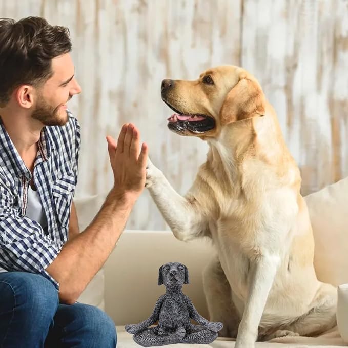 Meditation Buddha Statue, Meditation Dog Decoration, Yoga Ornament, Dog Garden Statue (Grey)