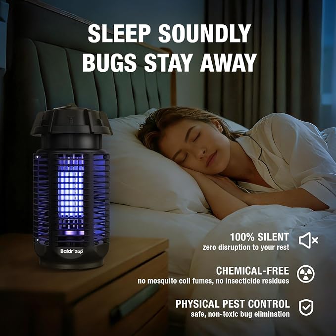 BALDR Bug Zapper Outdoor Indoor, 20W Power & 4200V Instant Grid Mosquito Repellent, Coverage of 1/2 Acre Fly Trap for Patio, Backyard, Home